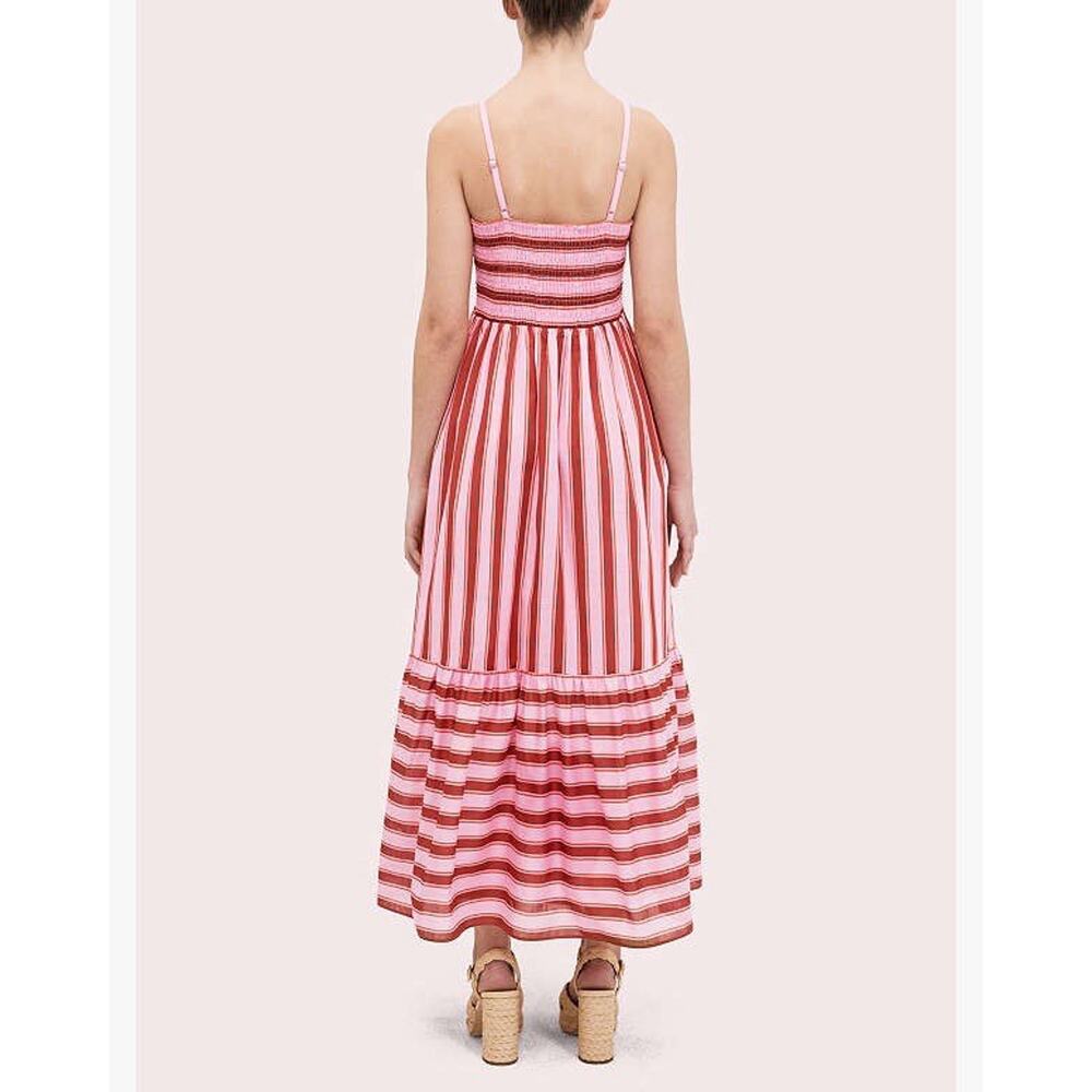 Kate Spade Maxi Dress Calais Stripe Smocked Pink Red $348 Womens M - Picture 3 of 14